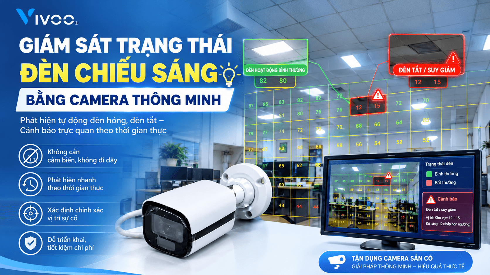 Giải Pháp Giám Sát Đèn Chiếu Sáng Bằng Camera AI | VIVOO