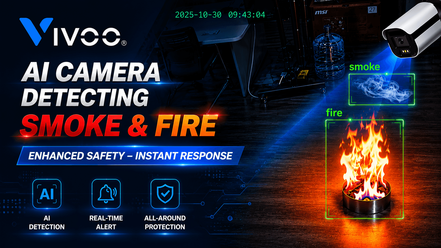 AI Camera for Accurate Real-Time Smoke and Fire Detection